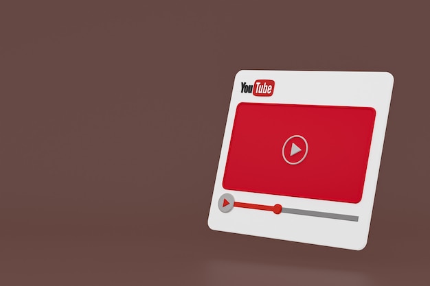 Youtube-Videoplayer 3D-Design oder Video-Media-Player-Schnittstelle