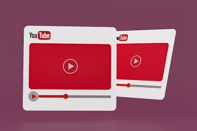 Youtube-Videoplayer 3D-Design oder Video-Media-Player-Schnittstelle