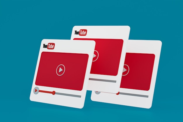 Youtube-Videoplayer 3D-Design oder Video-Media-Player-Schnittstelle