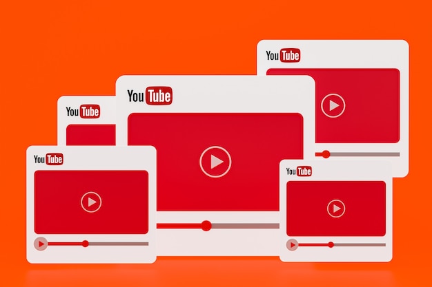 Youtube-Videoplayer 3D-Design oder Video-Media-Player-Schnittstelle