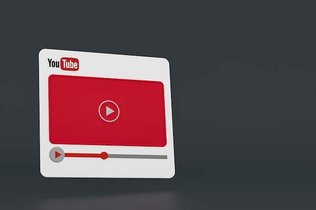 Youtube-Videoplayer 3D-Design oder Video-Media-Player-Schnittstelle