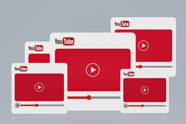 Youtube-Videoplayer 3D-Design oder Video-Media-Player-Schnittstelle