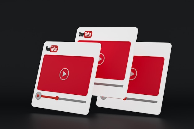 Youtube-Videoplayer 3D-Design oder Video-Media-Player-Schnittstelle