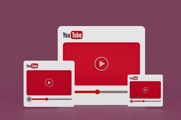 Youtube-Videoplayer 3D-Design oder Video-Media-Player-Schnittstelle