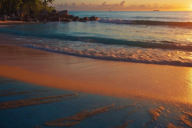 ySunset Glow am Strand der exotischen Insel