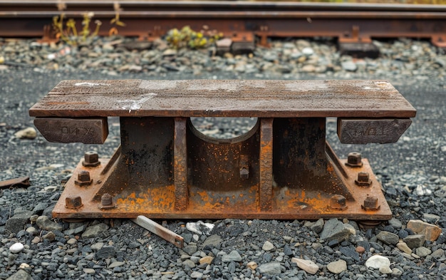 Foto el yunque hecho a mano de la vía del ferrocarril