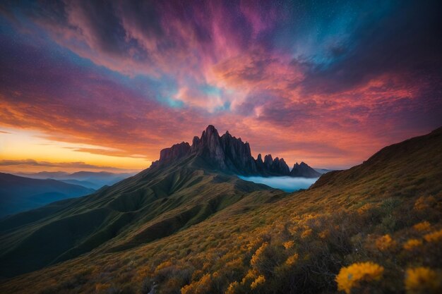 Foto yushan, o pico mais alto de taiwan também o monte jade ou monte yu é a montanha mais alta de taiwan com 3952