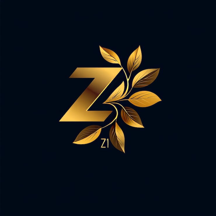Foto z letra hojas doradas logotipo icono diseño vectorial elegante símbolo del alfabeto de lujo para la identidad corporativa