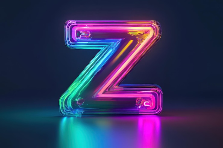 Foto una z de neón está iluminada en un fondo azul