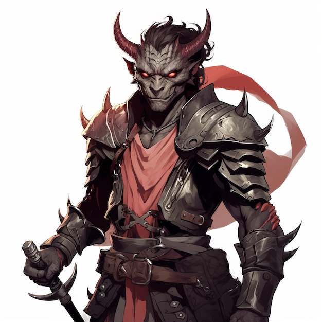 Z Tiefling Demonio Luchador Ilustración hiperdetallada en el estilo Wotc