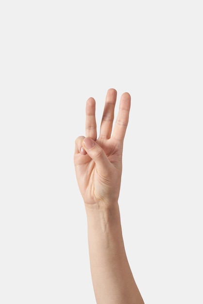 Foto zählen an den fingern vier innere handfläche
