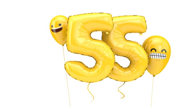 Zahlengeburtstagsballon mit emoji-gesichtern luftballons d rendern