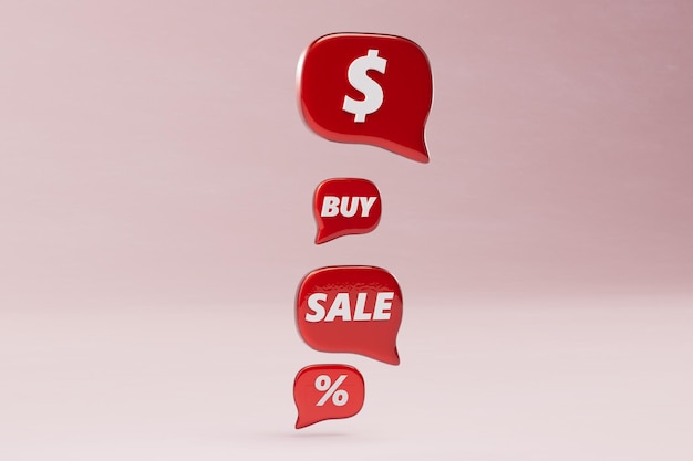 Foto zahlung für waren online. rote knöpfe mit der aufschrift kaufen, verkaufen, prozent und dollar