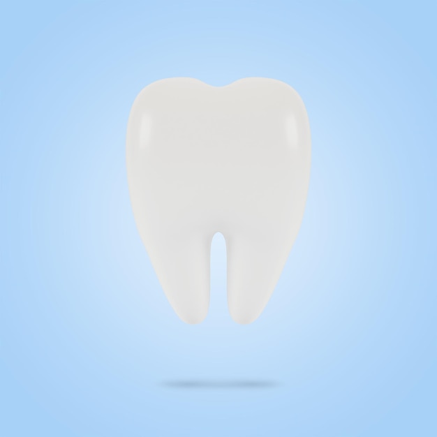 Zahn. Das Konzept der zahnärztlichen Untersuchung von Zähnen, Zahngesundheit und Hygiene. 3D-Darstellung.