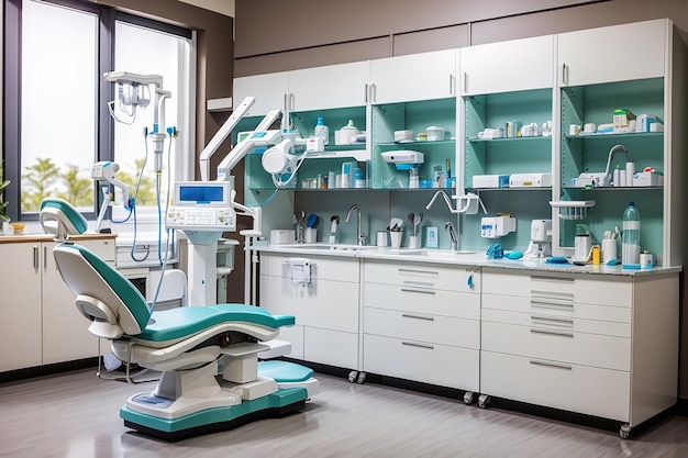 Zahnarztkabinett mit verschiedenen medizinischen Geräten