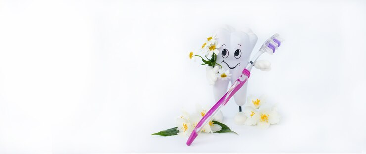 Foto zahnaufteilung. banner für gesunde zähne mundpflege