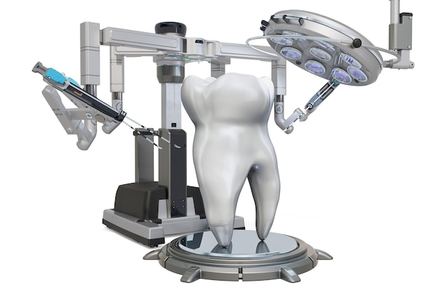 Zahnchirurgie mit Robotik-Chirurgie-System-Konzept 3D-Rendering