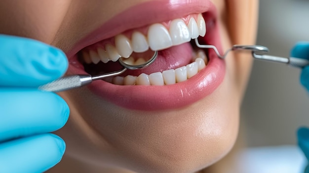Zahnreinigungssitzung in einer hellen Klinik Techniker reinigt Zähne