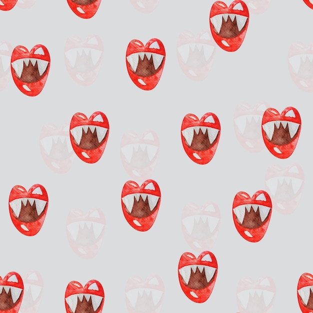 Zahnzähne und Lippen Vampir-Aquarell-Collage
