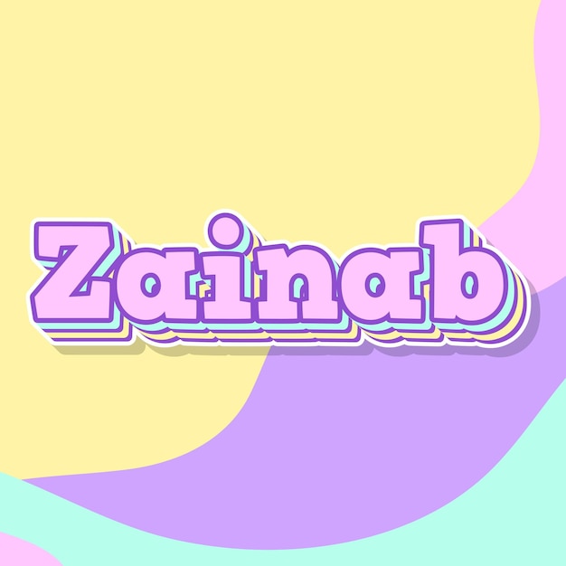 Zainab tipografia design 3D texto bonito palavra foto de fundo legal jpg