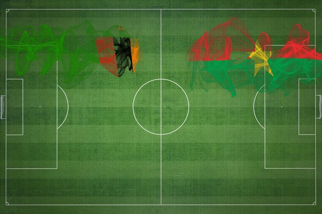 Zambia vs Burkina Faso Partido de fútbol colores nacionales banderas nacionales campo de fútbol juego de fútbol Concepto de competencia Copiar espacio