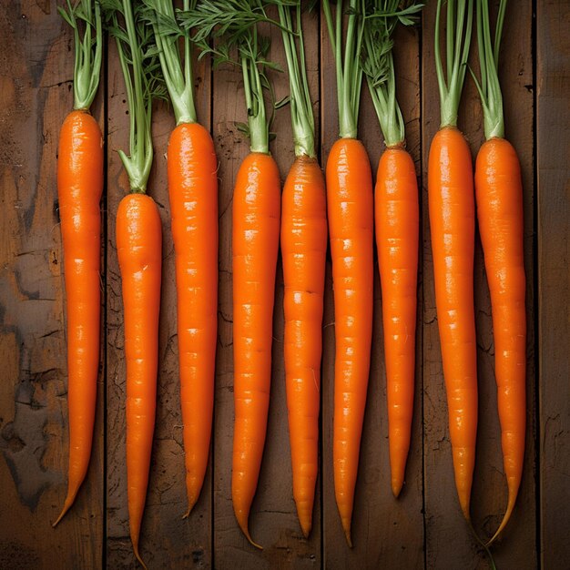 zanahorias crujientes dispuestas en una mesa de madera granja bondad fresca para las redes sociales tamaño de la publicación