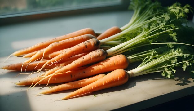 Las zanahorias en el escritorio