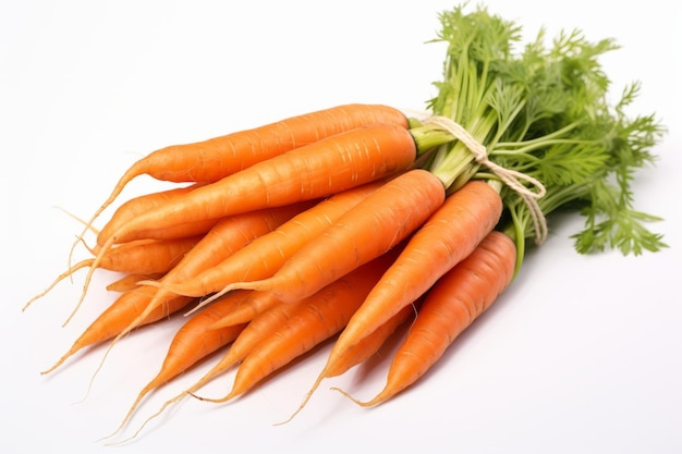 Zanahorias frescas aisladas sobre fondo blanco