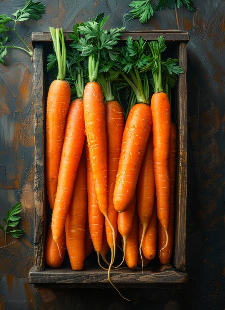 zanahorias frescas en cajas de madera