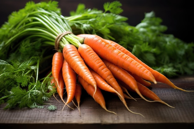 Foto zanahorias frescas y jugosas con hojas