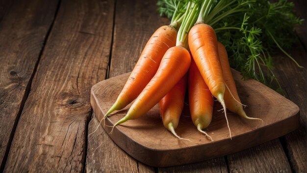 zanahorias frescas sobre un fondo de madera