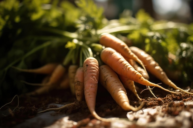 Zanahorias en una mesa con la palabra zanahorias