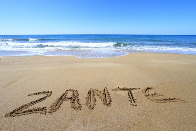 Zante geschrieben am Sandstrand