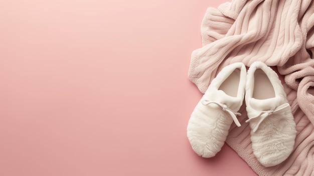 zapatillas de ballet rosas en una manta de punto