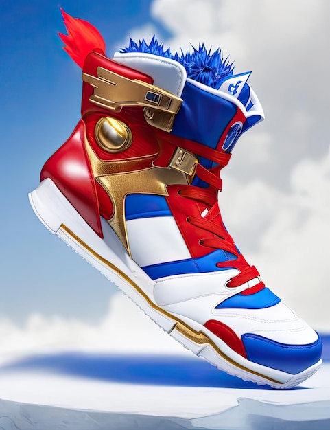 Zapatillas con bandera americana en la ilustración 3D superior