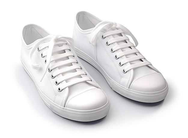 Zapatillas blancas sobre fondo blanco, incluido el trazado de recorte