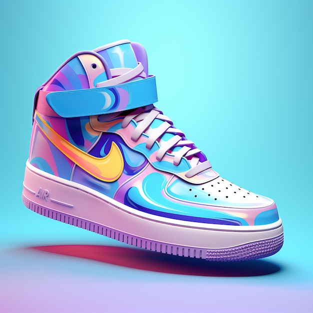 zapatillas de deporte en un fondo azul 3d representación ilustración 3d