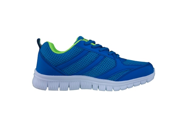 Zapatillas deportivas deportivas azules vista lateral