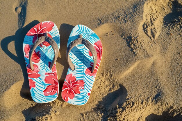 Zapatillas en la orilla de la playa Diseño con espacio para colocar texto