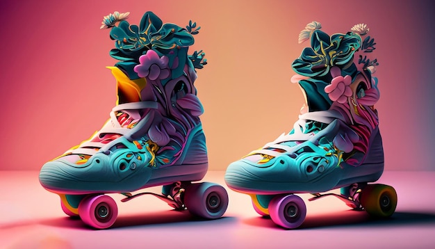 Foto zapato realista textura vibrante estudio colorido realista floral iluminación intrincado detalle suave smoo
