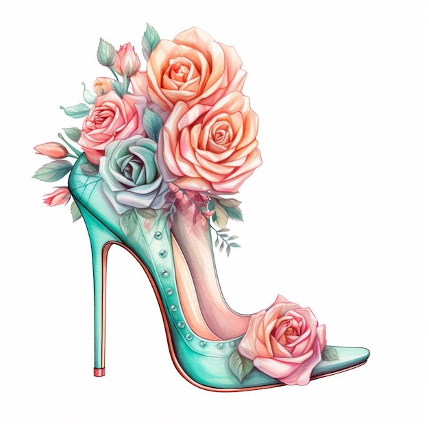 Foto un zapato con rosas