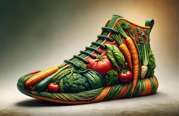 Un zapato con un tema vegetal vibrante