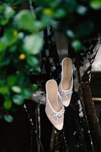 Zapatos de boda blancos elegantes