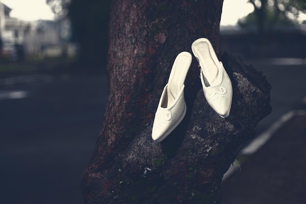 Zapatos de boda blancos elegantes