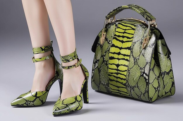 Zapatos y bolso con estampado de serpiente