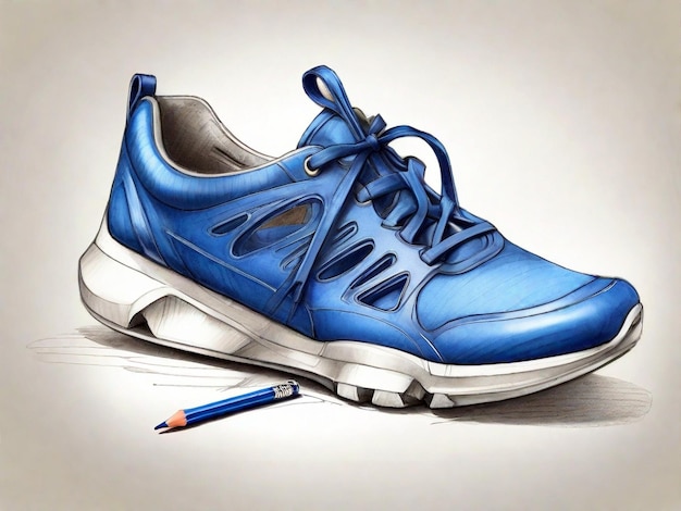 Zapatos de dibujo con lápiz prototipo de zapatillas de deporte