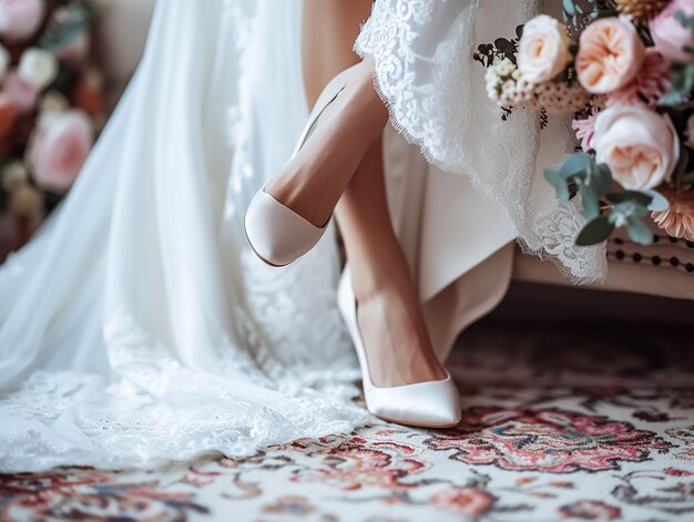 Los zapatos elegantes de la novia