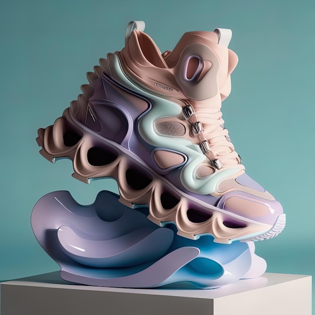 Zapatos futuristas inspirados en colores pasteles Generado por IA