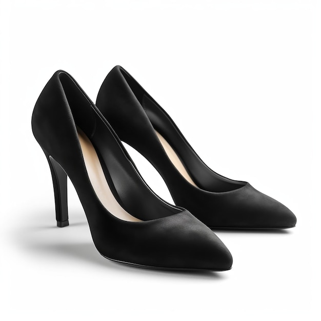 Zapatos de ante negro aislado para mujer sobre fondo blanco IA generativa