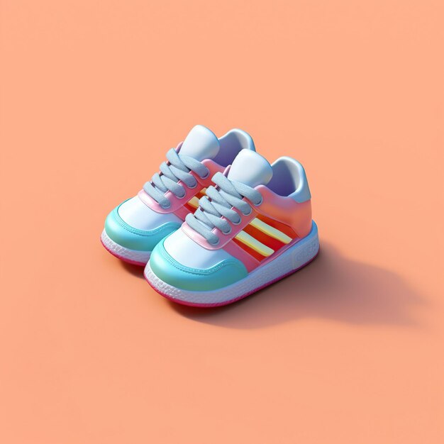 Zapatos para niños realistas en 3D Baby Shower Tarjeta de felicitación Generative Ai